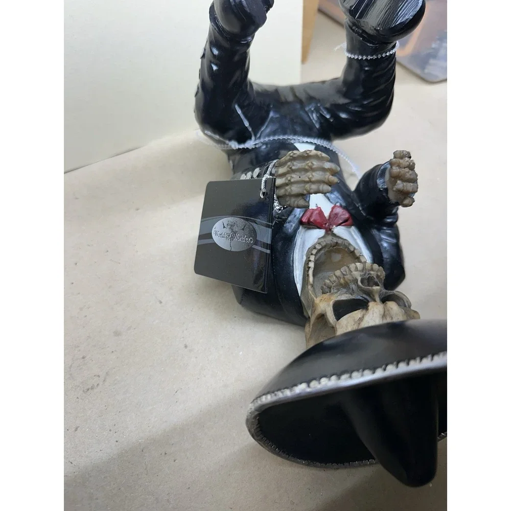 Traditional Day of The Dead Skeleton Mariachi Wine Holder Figurine 11.25
